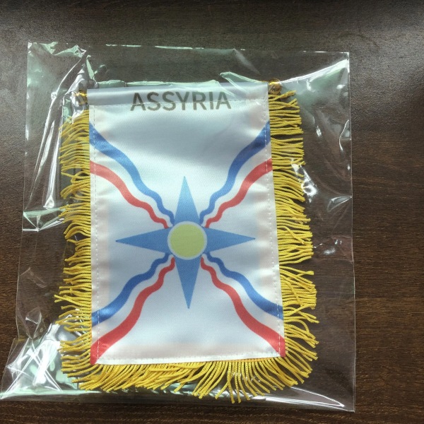 partihandel Assyrien flagga Assyriska imperiet mini hängande flaggor högkvalitativ polyester dubbelsidig printed heminredningsbanner 20x30cm 100 PCS