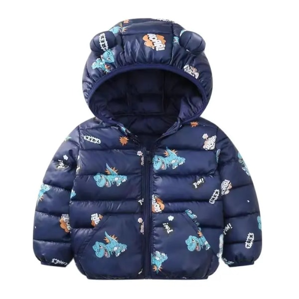 Toddler Flicka/Pojke Huvkappa Ytterkläder Print Flickor Varm jacka Barnkläder Barn Kappa Jacka Navy blue 5-6 Years