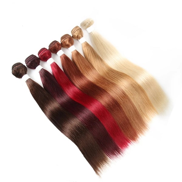 Kvinnors hårbuntar Brazilian Remy Hair Weave #BURG Rakt människohårförlängning 12-26 tum 100 g/st Naturliga hårbuntar 1B 14 inches