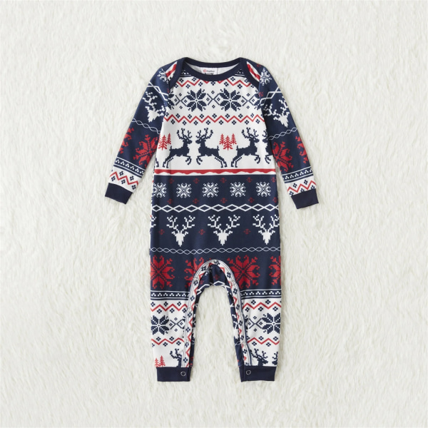 Julpyjamas set överallt Renar och snöflingor Print Familjematchande kläder Långärmade pyjamasset Royal Blue Kids 2 Years