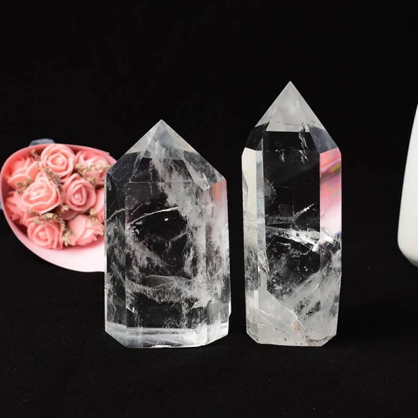 Hög kvalitet naturlig klar kvarts Stor storlek Transparens Quartz Point Healing Stone Kristall Prismor Obelisk Wand Sten Heminredning bsj007