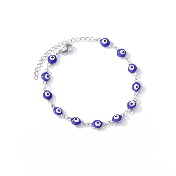 Rostfritt stål Evil Eye Armband För Kvinnor Emalj Rund Kedja Blå Evil Eye Bead Armband Sommar Beach Foot Smycken Present 1