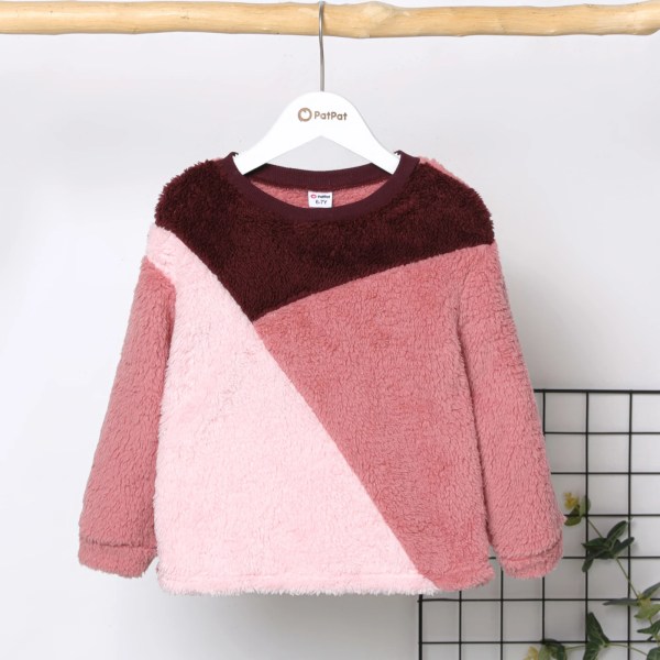 Kid Girl Sweet Colorblock Fleece Pullover Sweatshirt ColorBlock 6-7 Years