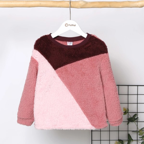 Kid Girl Sweet Colorblock Fleece Pullover Sweatshirt ColorBlock 7-8 Years