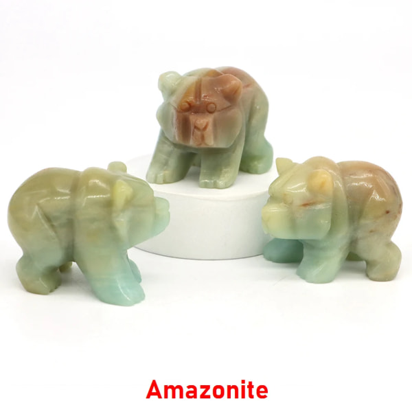 1,6" Björnstaty Natursten snidad Kristall Reiki Healing Djurfigurer Ädelstenshantverk Hempärla Dekoration Gåvor Partihandel Amazonite 20 PCS