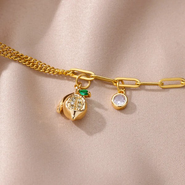 Zirkon Lotus Vristlänkar För Kvinnor Rostfritt Stål Guld Färg Blomma Lotus Anklet Armband Fotkedja Julfest Smycken Present HJ373G