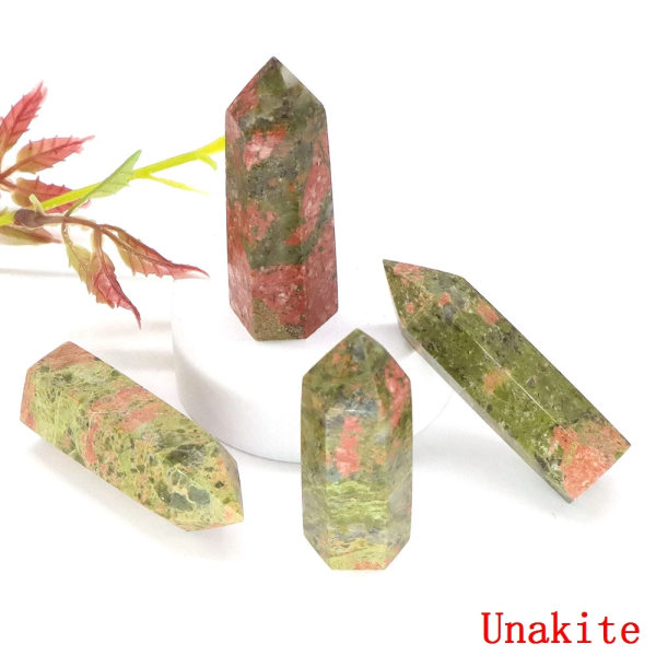 Point Tower Wand Naturstenar Ametist Kristall Polerad Reiki Healing Energi Malm Mineral Feng Shui Hantverk Heminredning Partihandel Unakite 20pc