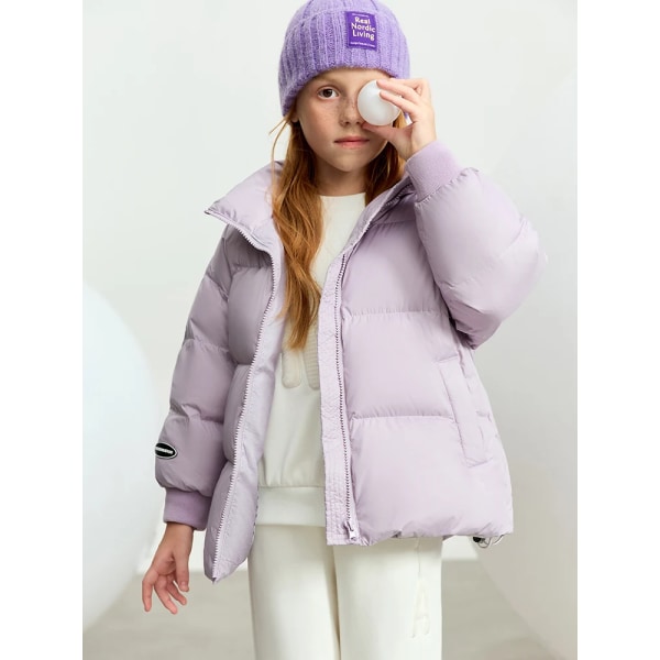 Barn 2023 Nya barn dunrockar för flickor Förtjockad fleece Barn Vinter Ytterkläder Varm Casual Solid Parkas 22334001 purple 155cm