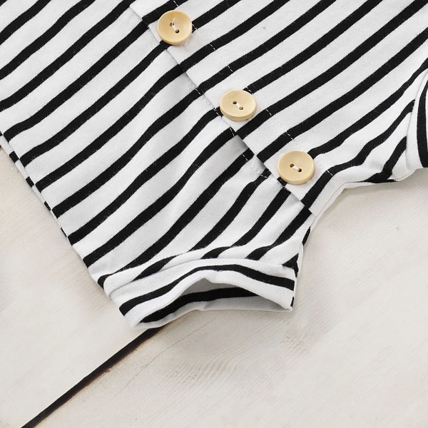 Baby kortärmad tröja Black-White 0-3 Months