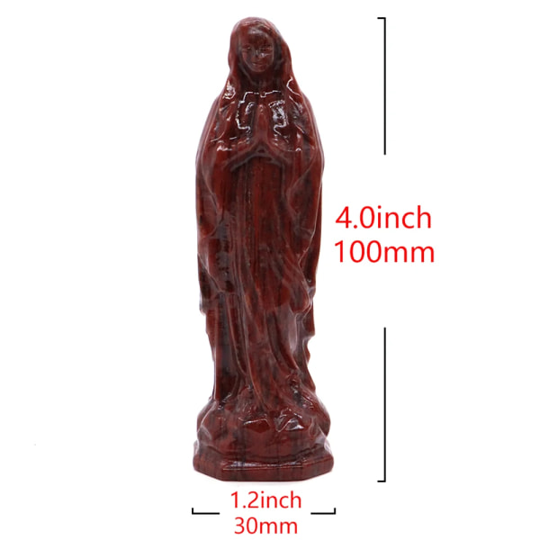 100 mm Madonnafigurer Helande Kristall Natursten Snidade Små Jungfru Maria Jesus-statyer För Hem Juldekoration Gåvor Flame Stone 3pcs