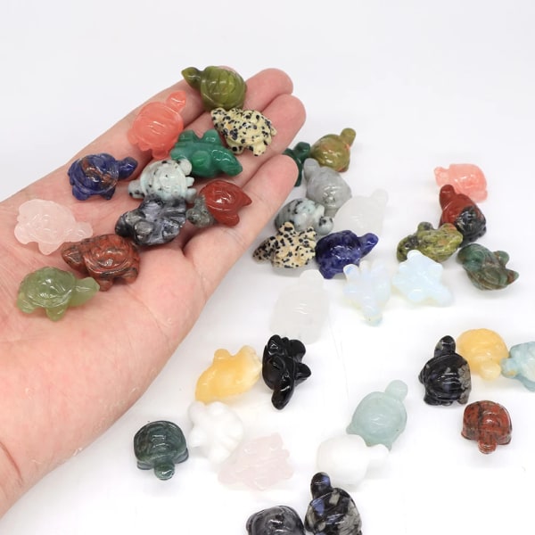 1" Mini sköldpadda Skulptur Naturlig ädelsten snidad Healing Kristall Djur Staty Reiki sten för smycken att göra massor partihandel Cherry Quartz 20 PCS