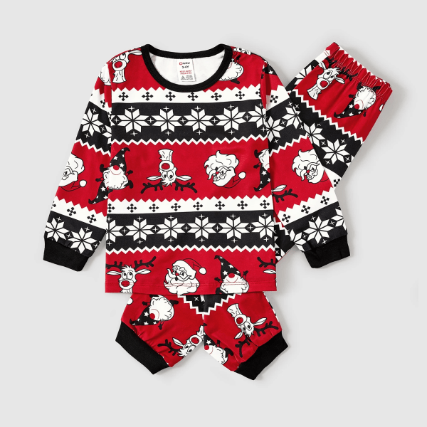 Jultomte och renar Allover Print Familj Matchande Pyjamas Set (flammsäker) Black MenXXL