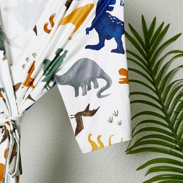 Family Allover Dinosaur Print Halvärmad bältad dräkt och swaddle filt eller bomullsbrev Grafiska kortärmade set Armygreen Babynewborn