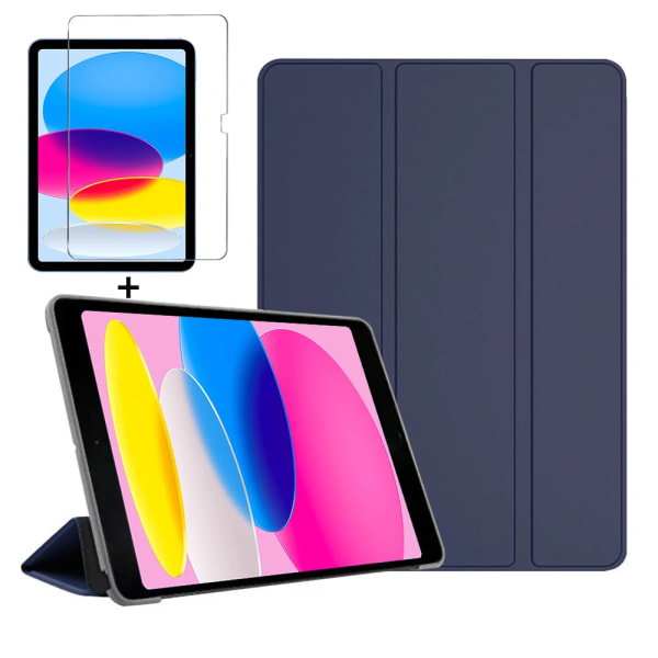 För 2021 iPad 10.2 Case 7/8/9:e generationens cover för 2018 9,7 5/6:e Air 1/2/3 10,5 Mini 4 5 6 Pro 11 Air 4/5 10,9 10:e grund iPad Air 3 Navy Blue glass