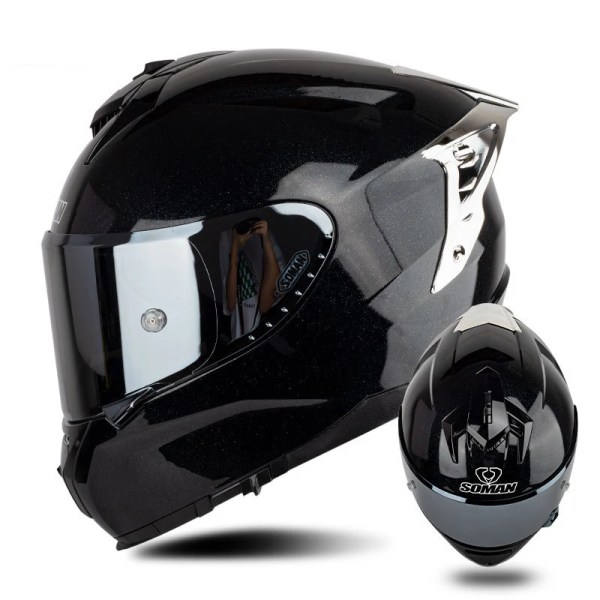 ECE DOT-godkänd Casco Motorcykelhjälmar Helansiktshjälm Dual Lens Capacete Moto Scooter Ridning Färgglatt visir för män kvinnor F3704BK XXL