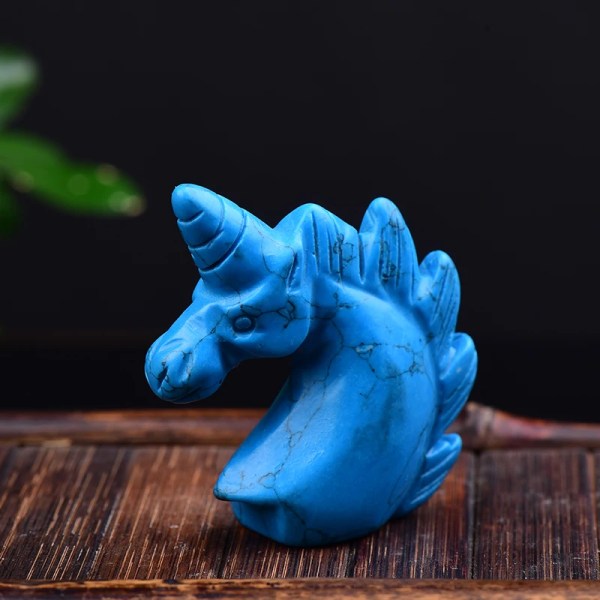 1 ST Naturliga ädelstenar Handgravering Färg Enhörningssten Hantverk ädelsten för heminredning eller Fengshui Spirit Healing Stone DIY-gåva Unicorn 4