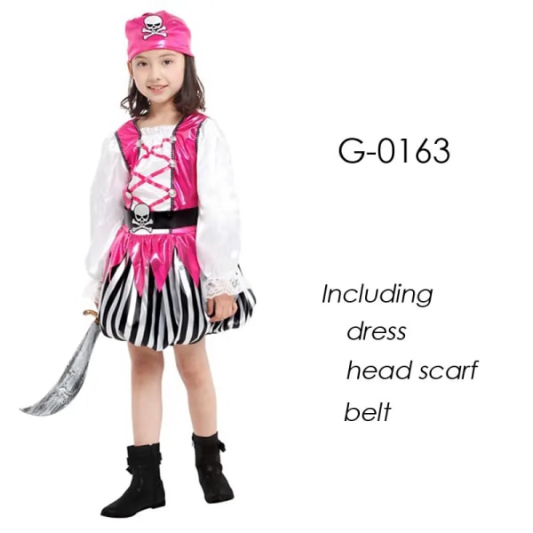 Halloween Carnival Party Kostym för flickor Flickor Barn Barn Piratkostymer Fantasia Infantil Cosplay Kläder G-0163 (No Knife) L (height 120-130cm)