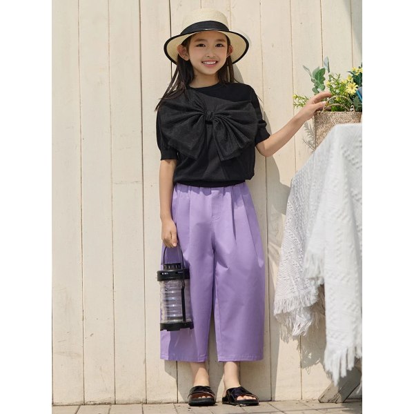 Barnkläder för flickor 2023 Sommar Nya Casual Byxor Bomull Mode Cargo Byxor Barnkläder 22332002 Purple 140cm