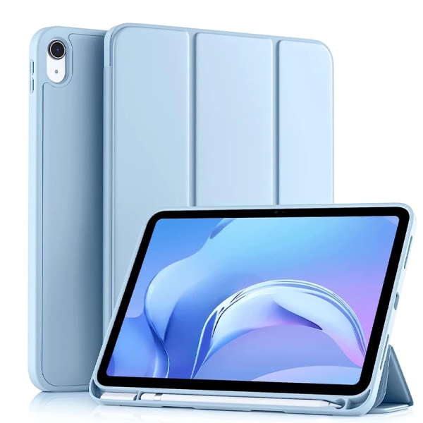 Med case för iPad 5th 6th Gen 2017 2018 9,7 tum 8th 9th Gen 10.2 Air4 Air 5 10.9 Pro11 10th Gen Slim Folding Case Light blue iPad Air4 Air 5 10.9