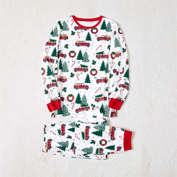 Julfamiljsmatchande kläder Pyjamas Allover Xmas Tree & Car Print Långärmad Pyjamas Family Set (flammsäker) Multi-color 6XL