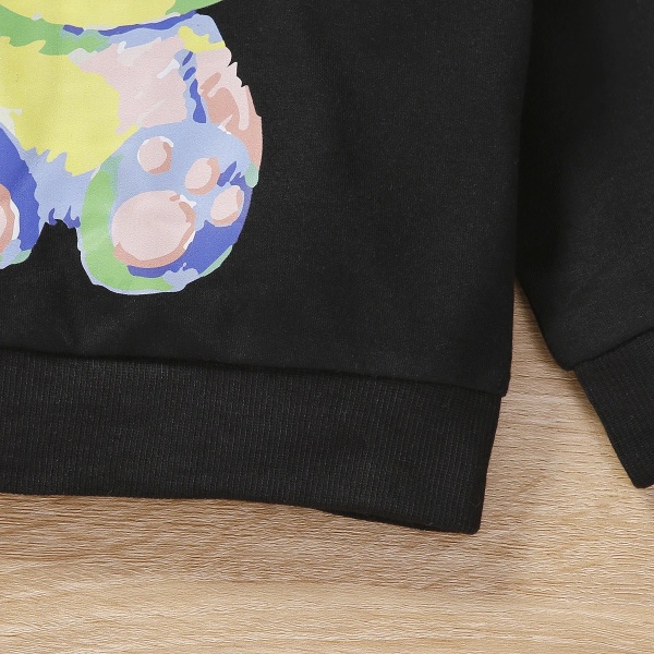 Långärmad tröja med print för baby /flicka Black 6-9Months