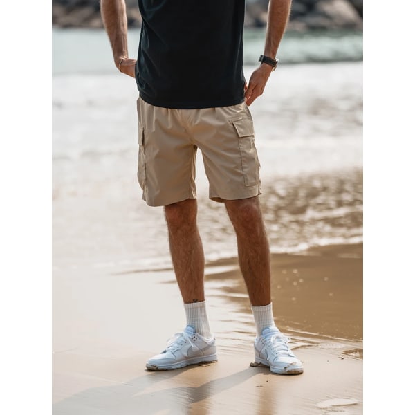 2023 Summer New Oversize Lättvikts 190g Snabbtorkat tyg Cargo Dragsko Shorts Herr Coola Fiske Vandringsshorts Black L REC 65.5-72.5KG