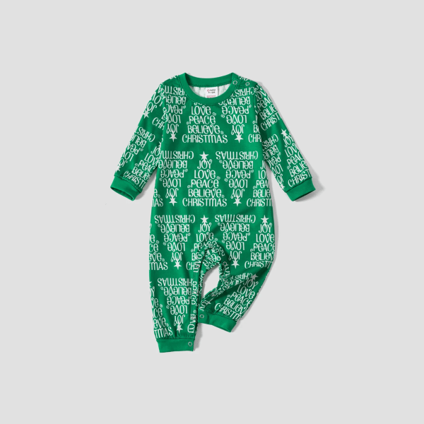 Print Familjematchande pyjamasset (flammsäker) Green Baby12-18M