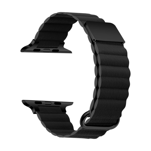 Magnetisk rem för Apple Watch Ultra 49mm 8 7 45mm 41mm Läder Metall armband i rostfritt stål För iWatch 6 5 4 3 SE 44/42/40mm Black 42mm 44mm 45mm 49mm