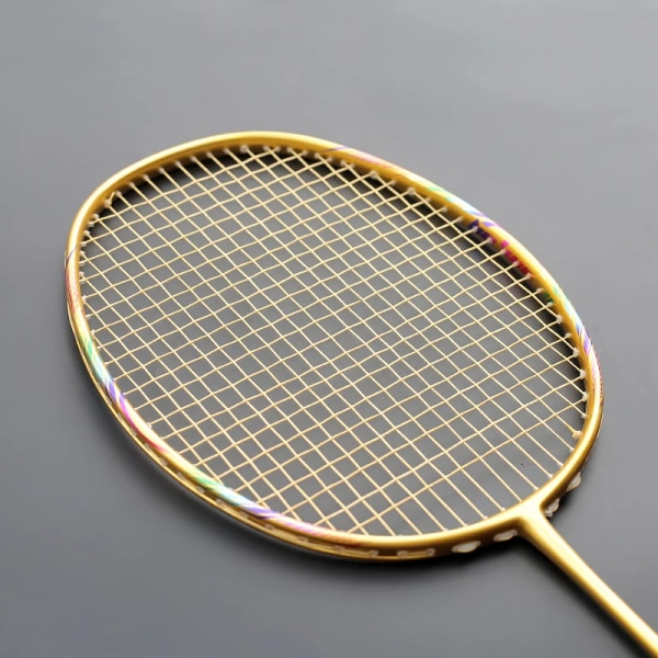 8U 65G 100% helkolfiber badmintonracketsträngar med påsar Professionell träningsracket G5 20-30LBS Speed ​​Sports för vuxna Gold