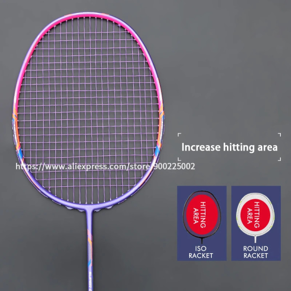 Lättaste 10U 100% kolfiber badmintonracketsträngar Max spänning 35LBS G5 13KG träningsracket med väska Speed ​​Sport Vuxna Black