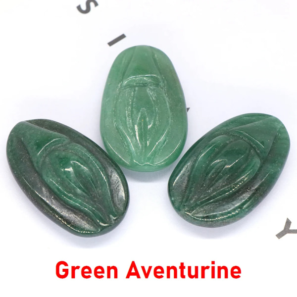 2,0" Source Of Life Staty Naturlig Kristall Kvarts Reiki Healing Vulva Sten Hand snidad Heminredning Massage Gem Tool Lucky Gift Green Aventurine 10pcs