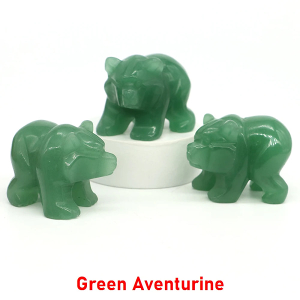 1,6" Björnstaty Natursten snidad Kristall Reiki Healing Djurfigurer Ädelstenshantverk Hempärla Dekoration Gåvor Partihandel Green Aventurine 5 PCS