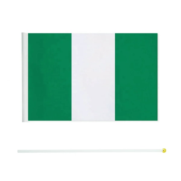 zwjflagshow Nigeria Hand Flagga 14*21cm 100st polyester Nigeria Small Hand viftande Flagga med plastflaggstång för dekoration green 14x21cm 100pcs