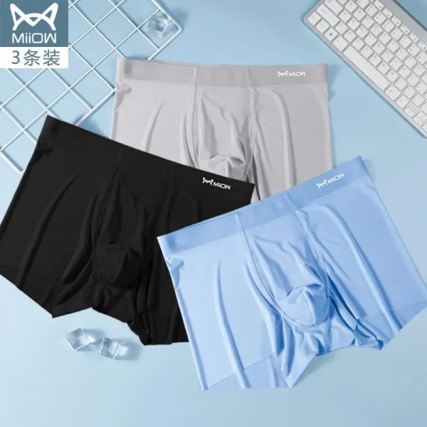 3st 120S Ice Silk Seamless Underkläder Män Tunna Sommar Boxer No Trace Sexiga Herrtrosor Grafen Boxershorts Kalsonger 7 L