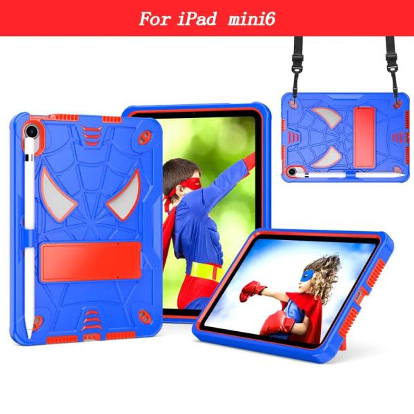 För ipad mini 6 2021 8,3 tum Case för barn Cover Silikon + Case för iPad mini 6:e generationen A2567 A2568 A2569 + Rem mini 6  8.3 inch navy blue and blue