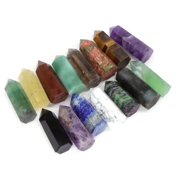 Point Tower Wand Naturstenar Ametist Kristall Polerad Reiki Healing Energi Malm Mineral Feng Shui Hantverk Heminredning Partihandel Unakite 5pc