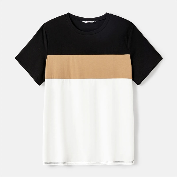 Familjematchande Colorblock-skarvade Cami-klänningar och kortärmade T-shirts Multi-color Men XL