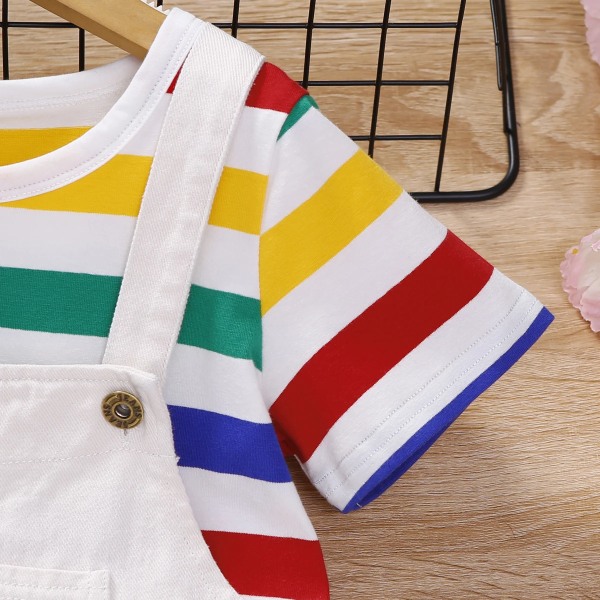 2st Toddler Lekfull regnbåge grafisk jeansbyxor och kortärmade t- set Multi-color 5-6Years