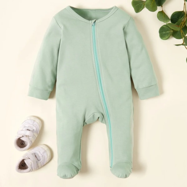 Ny ankomst vår och höst Baby Solid Jumpsuit Sex färger Baby Rompers Baby Mint Green 9-12 Months