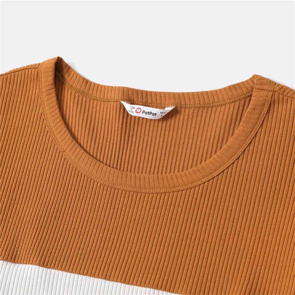 Färgblock Familjematchande långärmade tröjor med crewneck Color block Men XL