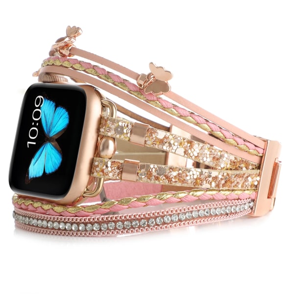 Läderarmband i metall För Apple Watch 8 7 45mm 41mm Ultra 49mm Smart watch smycken handledsrem För iwatch 6 5 4 3 SE44mm 42mm 40mm Gold For 38mm 40mm 41mm