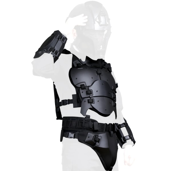 Taktisk rustning med skyddsväst Armbåge Bröstskydd Gren Midjetätning Justerbar midja Avtagbar rustning för Airsoft Paintball Tan