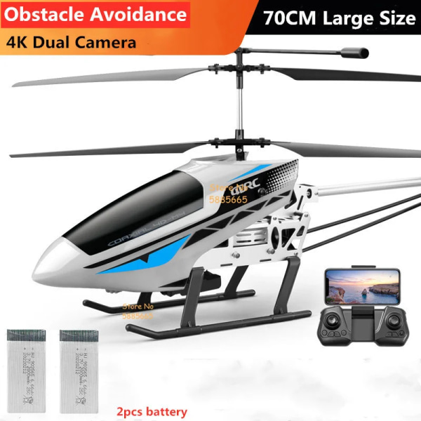 70CM Stor storlek Legering Hinder Undvikande RC Helikopter 4K Dual Kamerabrytare Höjd Håll Hover WiFi FPV Flyg LED-ljus RC Leksaker 4K Dual Sliver2