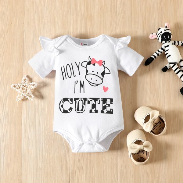 3st Baby Girl 95 % bomull volanger Kortärmad Bokstavs- och print och mesh nätkjol & set White 6-9Months