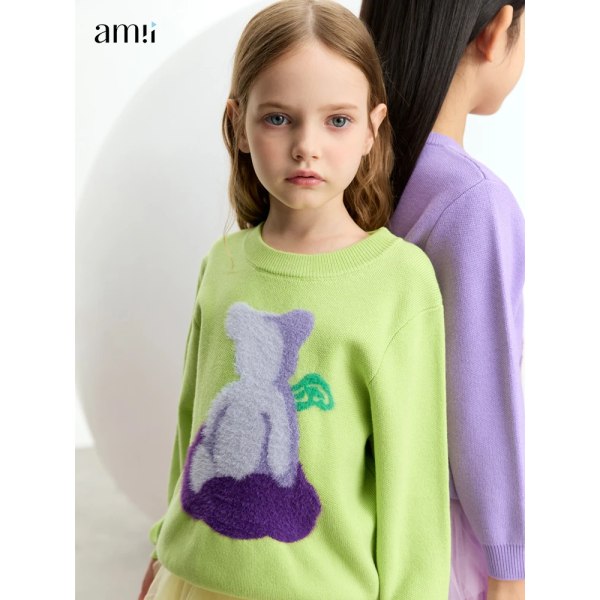 Barntröjor för flickor Ny 2023 hösttröja tecknad björn O-ringad Casual kläder Helärmad Barnkläder 22353008 green 155cm