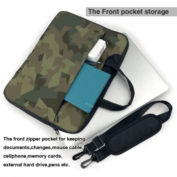 Military Camo Laptopväska Grön Camouflage Army För Macbook Air Pro Xiaomi Lenovo Asus 13 14 15.6 Fodral Snygg vattentät case 12 15.6-inch