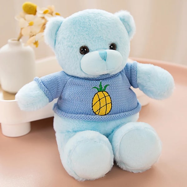 Söt frukttröja Teddybjörn Plyschleksaker Gosedjur Klä upp Kawaii Bear Blidka dockleksaker för barn Flickor Födelsedagspresent 40cm blue