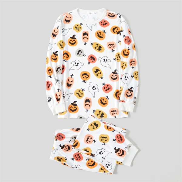 Halloween-familjsmatchande pyjamasset för pumpa och print (flammsäker) White Men L