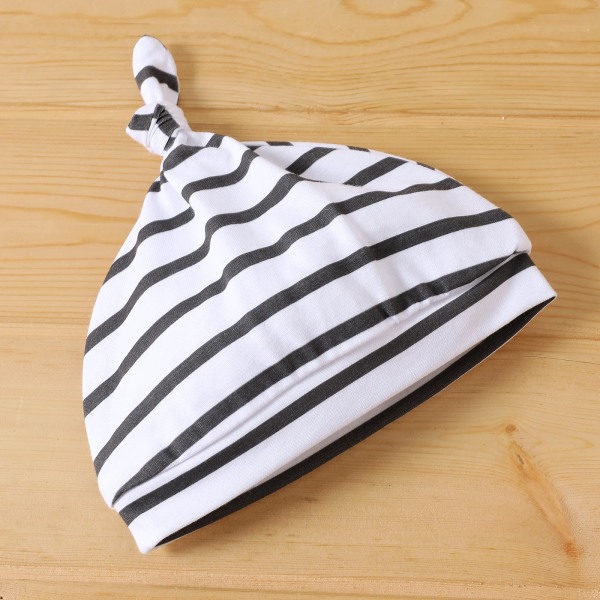 2st Baby Pojke/Flicka 100 % bomull Print Randig Kortärmad Romper & Hat Set Black and White 3-6 Months