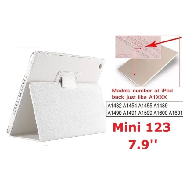 7,9'' Folio Stand Coque för iPad mini 2 mini 3 case Magnetic Smart Flip PU Läder A1432 A1455 A1490 för iPad mini 123 cover White